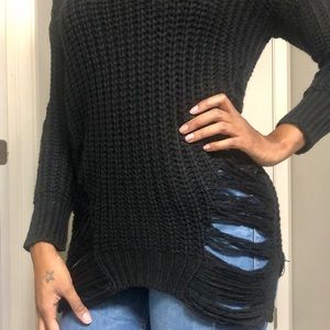 Black distressed sweater